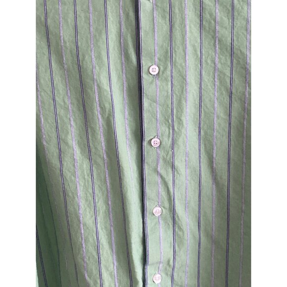 Arrow LS Shirt Green Blue White Stripe Button Down Casual Dress Boy L (14-16) - Picture 4 of 14